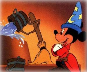 Układanka Mickey Mouse jest młode czarownice Yensid asystent, miotła podejmowania pracy