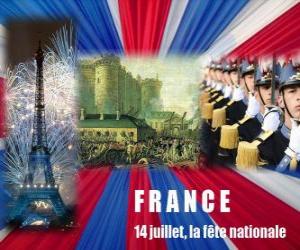 Układanka 14 lipca francuskie święto narodowe upamiętniające szturmu na Bastylię na 14 lipca 1789