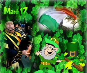Układanka 17 marca. Dzień Świętego Patryka jest celebracją kultury irlandzkiej. Dzień Świętego Patryka używany jako symbol Irlandii
