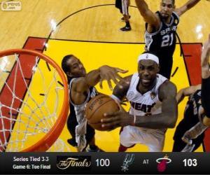 Układanka 2013 NBA Finals, 6th gry, San Antonio Spurs 100 - Miami Heat 103