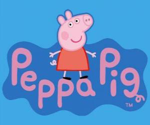 Puzle Logo Peppa Pig, Ĺšwinka Peppa puzzle wydruku