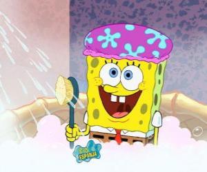 Układanka SpongeBob pod prysznicem