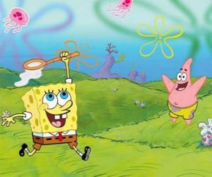 Układanka SpongeBob, Patrick Rozgwiazda próbuje nadrobić Jellyfish w Bikini Bottom