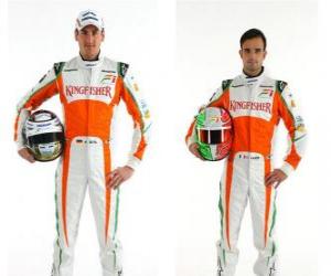 Układanka Adrian Sutil oraz Vitantonio Liuzzi, pilotów Scuderia Force India F1