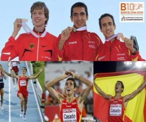 Układanka Arturo Casado 1500 m mistrz i Carsten Schlangen Manuel Olmedo (2 i 3) z Barcelona Mistrzostwa Europy w Lekkoatletyce 2010