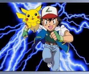 Układanka Ash, trener Pokémon z pierwszą Pokemon Pikachu