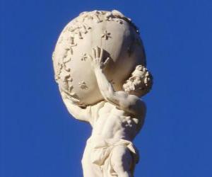 Układanka Atlas, tytan w mitologii greckiej, która podtrzymuje ziemi na ramionach
