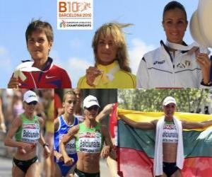 Układanka Balciunaite zivile mistrz Marathon, Nailia Yulamanova i Anna Incerti (2 i 3) z Barcelona Mistrzostwa Europy w Lekkoatletyce 2010