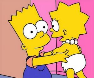 Układanka Bart dbanie o jego siostra Maggie