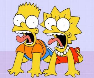 Układanka Bart i Lisa krzyczeć