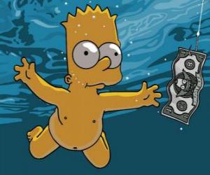 Układanka Bart Simpson wodą, aby otrzymać bilet z hakiem