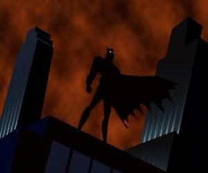 Układanka Batman oglądanie miasta z dachu budynku w Gotham City
