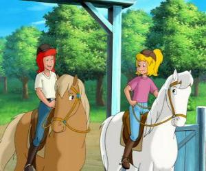 Układanka Bibi i Tina, dwie dziewczyny dobrze wykształcony koni