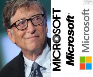 Układanka Bill Gates, przedsiębiorca i amerykański informatyk, współzałożyciel firmy Microsoft oprogramowanie