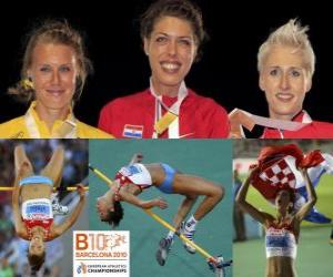 Układanka Blanka Vlasic mistrz Skok wzwyż, Emma Green i Ariane Friedrich (2 i 3) z Barcelona Mistrzostwa Europy w Lekkoatletyce 2010