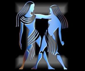 Układanka Bliźnięta. Bliźniąt. Trzeci znak zodiaku. Nazwa łacińska Gemini