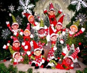Układanka Boże Narodzenie elfy grupy