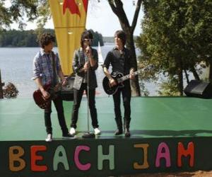 Układanka Braci Shane (Joe Jonas), Nate (Nick Jonas) i Jason Gray (Kevin Jonas) śpiew na Camp Rock Beach Jam