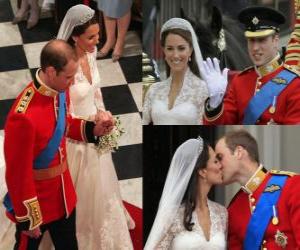 Układanka British Royal Wedding między Książę William i Kate Middleton, raz za mąż