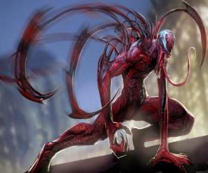 Układanka Carnage to czarnego symbiontu, przeciwnikiem Spider-Man i Venom z najgorszy wróg