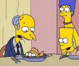Układanka Charles Montgomery Burns wygląd zaskoczony trzy-eyed ryb, które służą im do jedzenia Marge i Bart