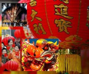 Układanka Chiński Nowy Rok obchodów