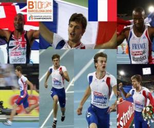 Układanka Christophe Lemaitre 100m mistrz Mark Lewis-Francis i sztuk walki Mbandjock (2 i 3) z Barcelona Mistrzostwa Europy w Lekkoatletyce 2010