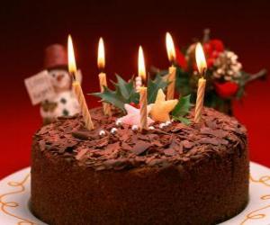 Układanka Ciasto z pięciu Świece na obchody urodzin