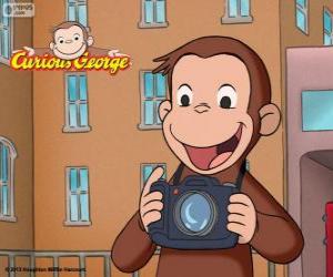 Układanka Ciekawską małpką George z kamerą