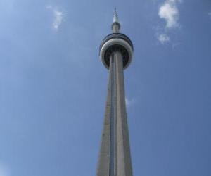 Układanka CN Tower, komunikacji i wieża widokowa o wysokości ponad 553 metrów, Toronto, Ontario, Kanada