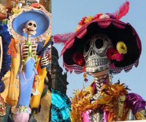 Układanka Czaszka Catrina, jeden z najbardziej popularnych Święto Zmarłych w Meksyku