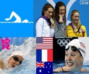 Układanka Dekoracji 200 metrów pływanie styl wolna samica, Allison Schmitt (Stany Zjednoczone), Camille Muffat (Francja) i Bronte Barratt (Australia) - London 2012-