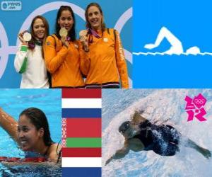 Układanka Dekoracji basenie 50 m kobiet stylem dowolnym, Marleen Veldhuis, Ranomi Kromowidjojo (Holandia) i Aliaxandra Herasimenia (Białoruś) (Holandia) - London 2012-