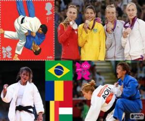 Układanka Dekoracji Judo kobiet - 48 kg, Sarah Menezes (Brazylia), Alina Dumitru (Rumunia), Charline Van Snick (Belgia) i Eva Csernoviczki (Węgry) - London 2012 -