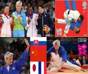 Układanka Dekoracji Judo kobiety - 63 kg, Urška Žolnir (Słowenia), Xu Lili (Chiny) i Gevrise Emane (Francja), Yoshie Ueno (Japonia) - London 2012-