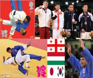 Układanka Dekoracji Judo mężczyzn - 66 kg, Lasza Shavdatuasvili (Georgia), Miklos Ungvari (Węgry) i Masashi Ebinuma (Japonia), Cho Jun-Ho (Korea Południowa) - London 2012-