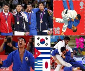 Układanka Dekoracji Judo mężczyzn - 90 kg, Asley González (Kuba), Masashi Nishiyama (Japonia) - London 2012 - i Ilias Iliadis (Grecja), piosenka Dae-Nam (Korea Południowa)
