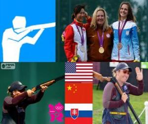 Układanka Dekoracji kobiet Strzelnica, Kim Rhode (Stany Zjednoczone), Ning Wei (Chiny) i Danka Bartekova (Słowacja) - London 2012-