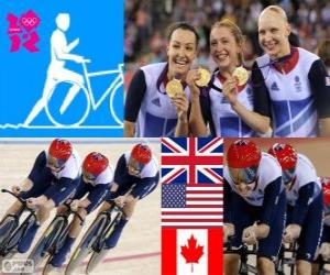 Układanka Dekoracji Kolarstwo utwór prowadzenia przez zespoły 4000 m kobiet, Wielkiej Brytanii, Stanach Zjednoczonych i Kanadzie - London 2012-