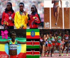 Układanka Dekoracji lekkoatletyka 10 000 m kobiet, Tirunesh Dibaba (Etiopia), Sally Kipyego i Vivian Cheruiyot (Kenia) - London 2012-
