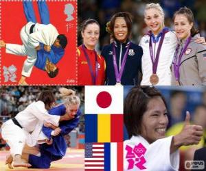 Układanka Dekoracji płci żeńskiej Judo - 57 kg, Kaori Matsumoto (Japonia), Corina Căprioriu (Rumunia) i Marti Malloy (Stany Zjednoczone), Automne Pawii (Francja) - London 2012-