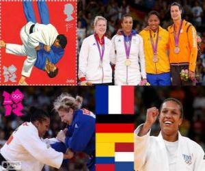 Układanka Dekoracji płci żeńskiej Judo - 70 kg, Lucie Decosse (Francja), Kerstin Thiele (Niemcy) i Yuri Alvear (Kolumbia), Edith Bosch (Holandia) - London 2012-