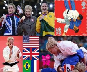 Układanka Dekoracji płci żeńskiej Judo - 78 kg, Kayla Harrison (Stany Zjednoczone), Gemma Gibbons (Wielka Brytania) i Mayra Aguiar (Brazylia), Audrey (Francja) - London 2012 - Tcheumeo