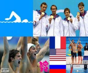 Układanka Dekoracji pływanie 4 X 100 m wolna mężczyzna, Francja, Stanach Zjednoczonych i Rosji - London 2012-