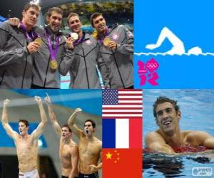 Układanka Dekoracji pływanie stylem dowolnym, Stany Zjednoczone, we Francji i Chiny - London 2012 - Sztafeta 4 x 200 metrów mężczyzn
