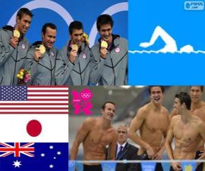 Układanka Dekoracji pływanie Sztafeta zmiennym × 100 m, Stanach Zjednoczonych, Japonii i Australii - London 2012 - 4 mężczyzn