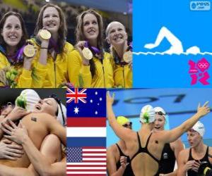 Układanka Dekoracji pływanie women's freestyle Sztafeta 4 x 100 m, Australii, Stanach Zjednoczonych i Holandia - London 2012-
