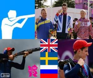 Układanka Dekoracji shot podwójnego płci męskiej pestki, Peter Robert Wilson (Wielka Brytania), Hakan Dahlby (Szwecja) i Wasilij Iwanowicz Mosin (Rosja) - London 2012-