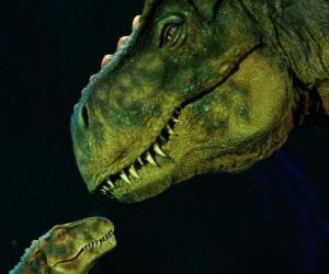 Układanka Dinozaur matka patrząc czule na nią małe