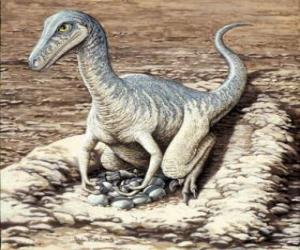 Układanka Dinozaur oglądanie jego jaj